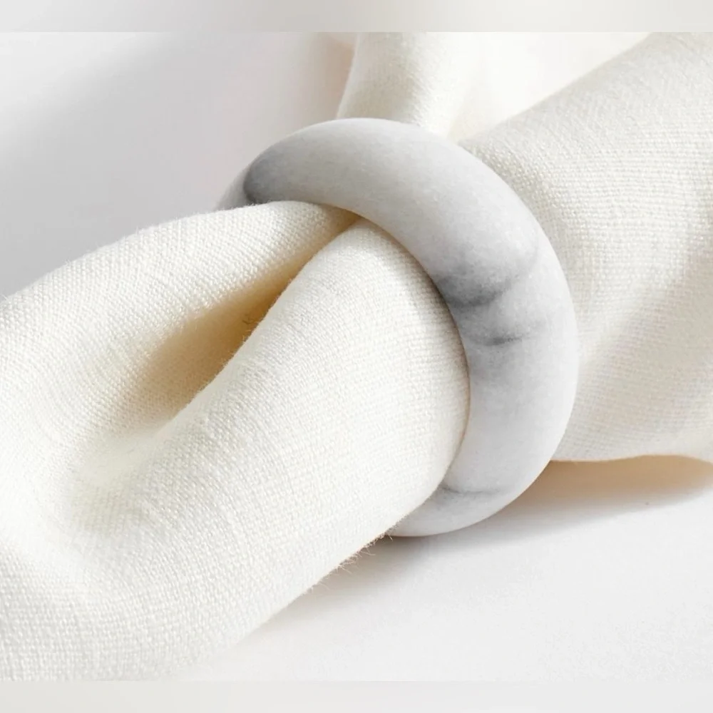 Pottery Barn Providence Marble Napkin Rings - Set Of 4